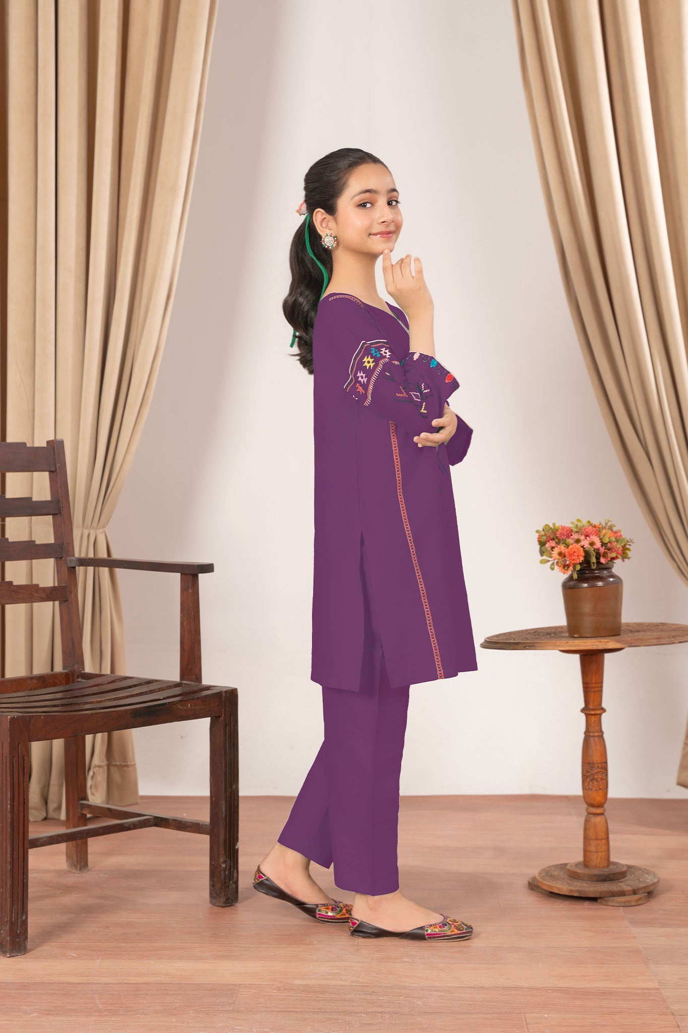 Abeera Stitched 2 Piece Emb Cotton Kids Collection'2025-AK-02-Purple