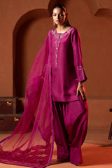 Lux Edit By Zaaviay Stitched Magenta Muse (Three Piece)