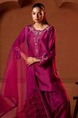 Lux Edit By Zaaviay Stitched Magenta Muse (Three Piece)