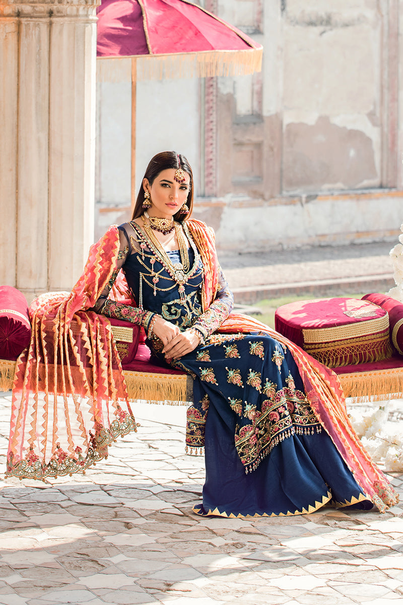 Zohra By Gulaal Unstitched 3 Piece Wedding Collection'2020-Gul Afshan Embroidered Net 3 Piece Suit GWF-01 - Zohra by Gulaal Wedding Collection