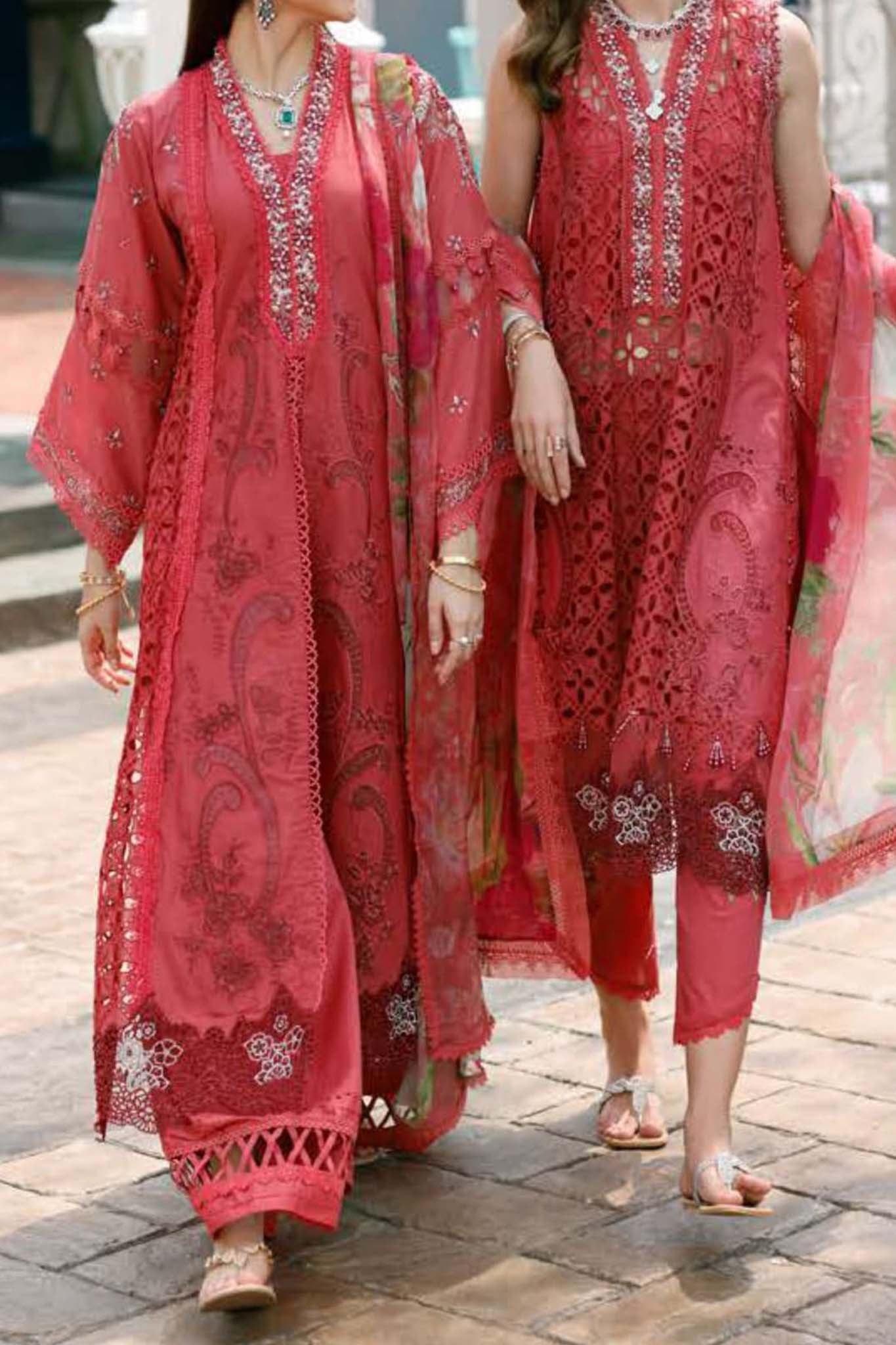 Noor by Saadia Asad Unstitched 3 Piece Eid Handwork Schiffli Laserkari Collection'2023-D-08