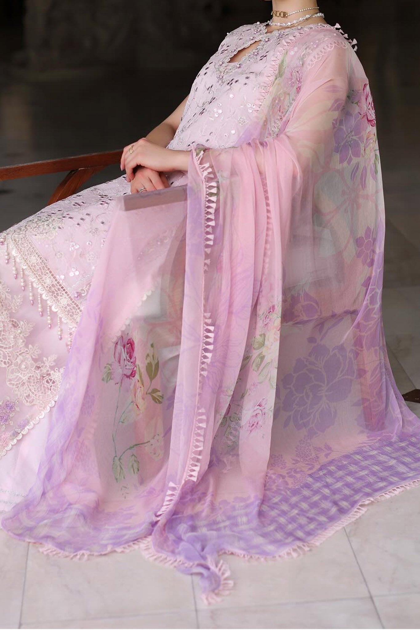Noor By Saadia Asad Unstitched 3 Piece Luxury Chikankari Lawn'2024-D-11-A