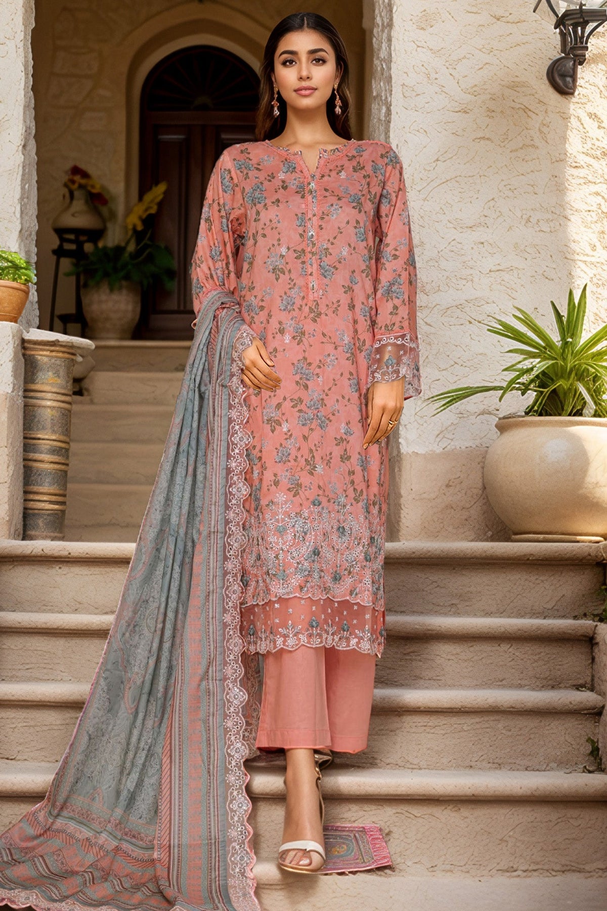 Amyrah By Sada Bahar Stitched 3 Piece Emb Festive Vol-03 Collection'2025-CKD-1035-Peach