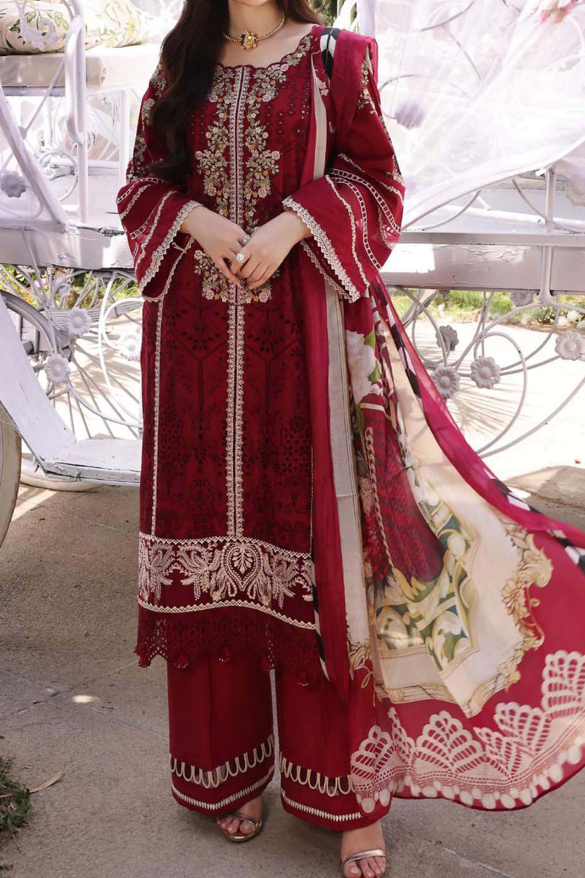 Elaf Unstitched 3 Piece Festive Chikankari Collection'2023-ECF-10