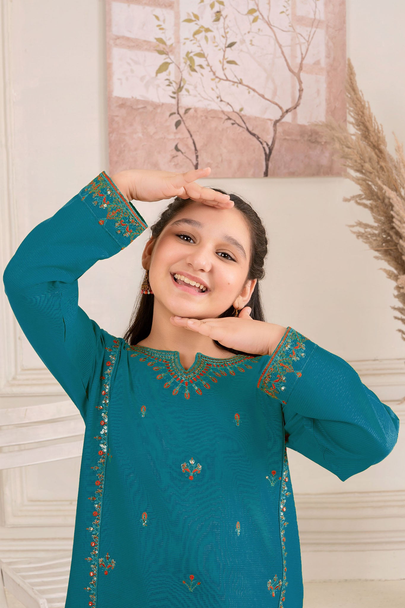 Abeera Stitched 2 Piece Emb Cotton Kids Collection'2025-ABK-171-Teal