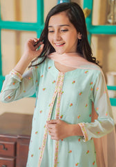 Ochre Clothing Chiffon Embroidered 3 Pc Suit