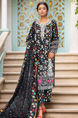 Bin Saeed Stitched 3 Piece Chikankari Emb Khaddar Collection'2024-WK-1115-Black