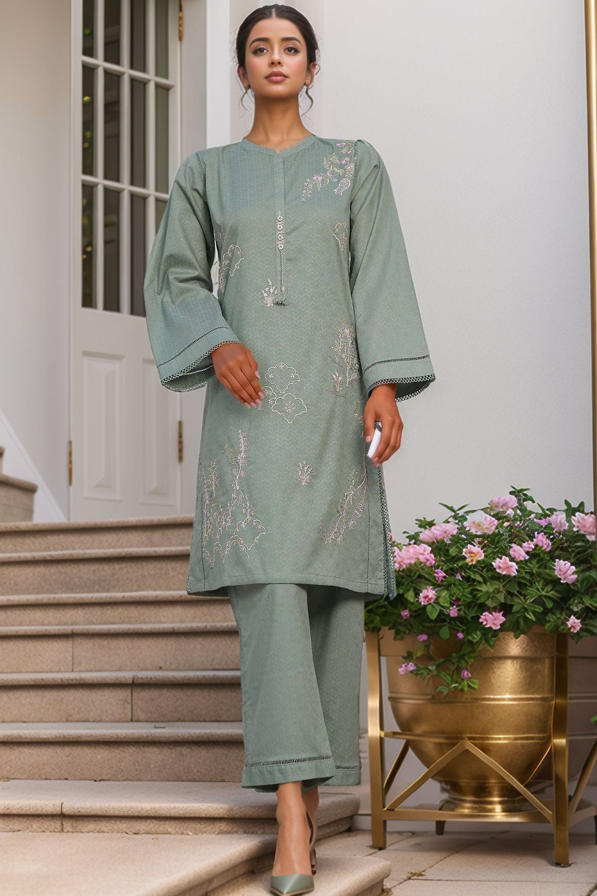 Sada Bahar Stitched 2 Piece Co Ords Emb Jacquard Vol-05 Collection'2024-D-04-Pista