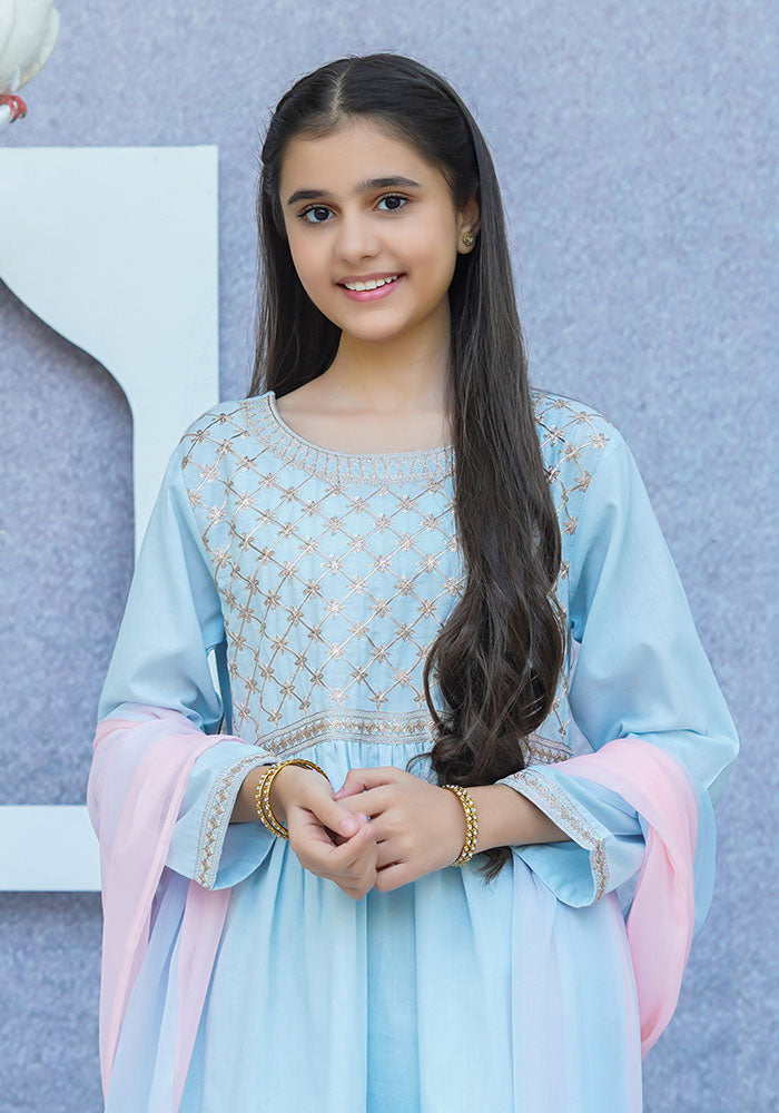 Ochre Clothing Cotton Embroidered 3 Pc Suit