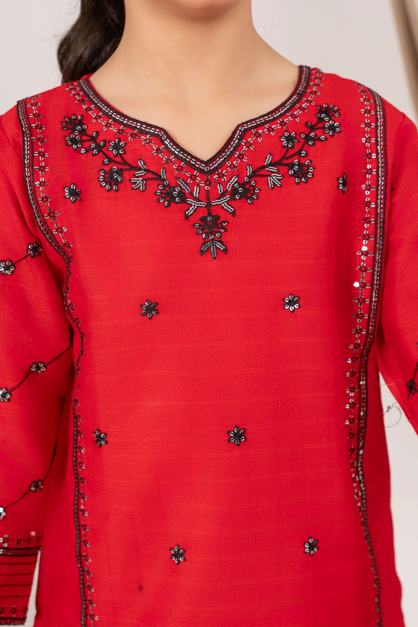 Abeera Stitched 2 Piece Emb Cotton Kids Collection'2025-AK-04-Red