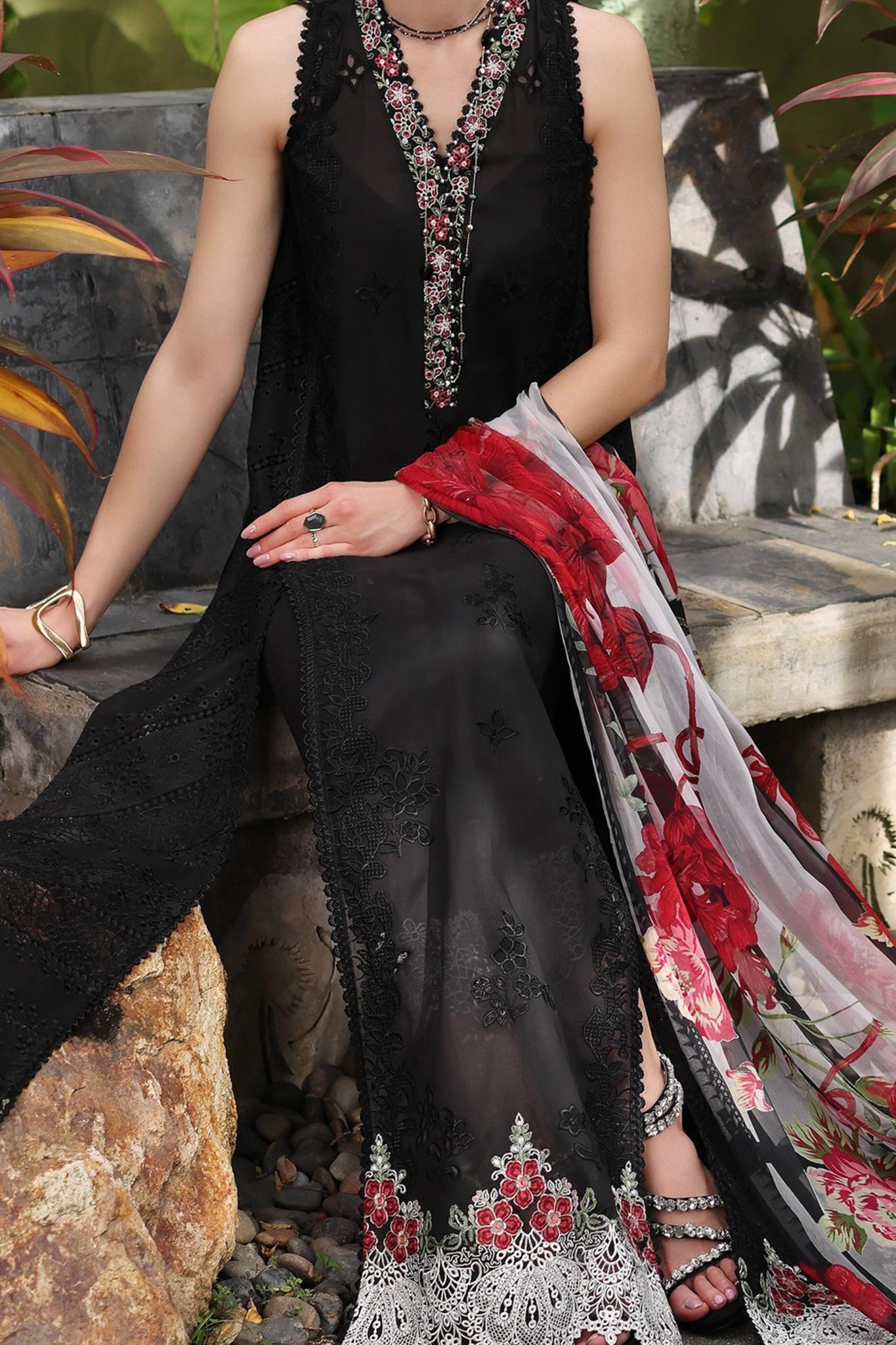 Noor By Saadia Asad Unstitched 3 Piece Luxury Chikankari Lawn'2024-D-06-A