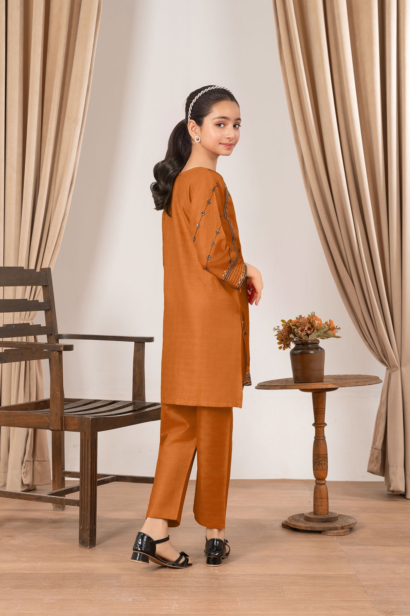 Abeera Stitched 2 Piece Emb Cotton Kids Collection'2025-AK-04-Mustard