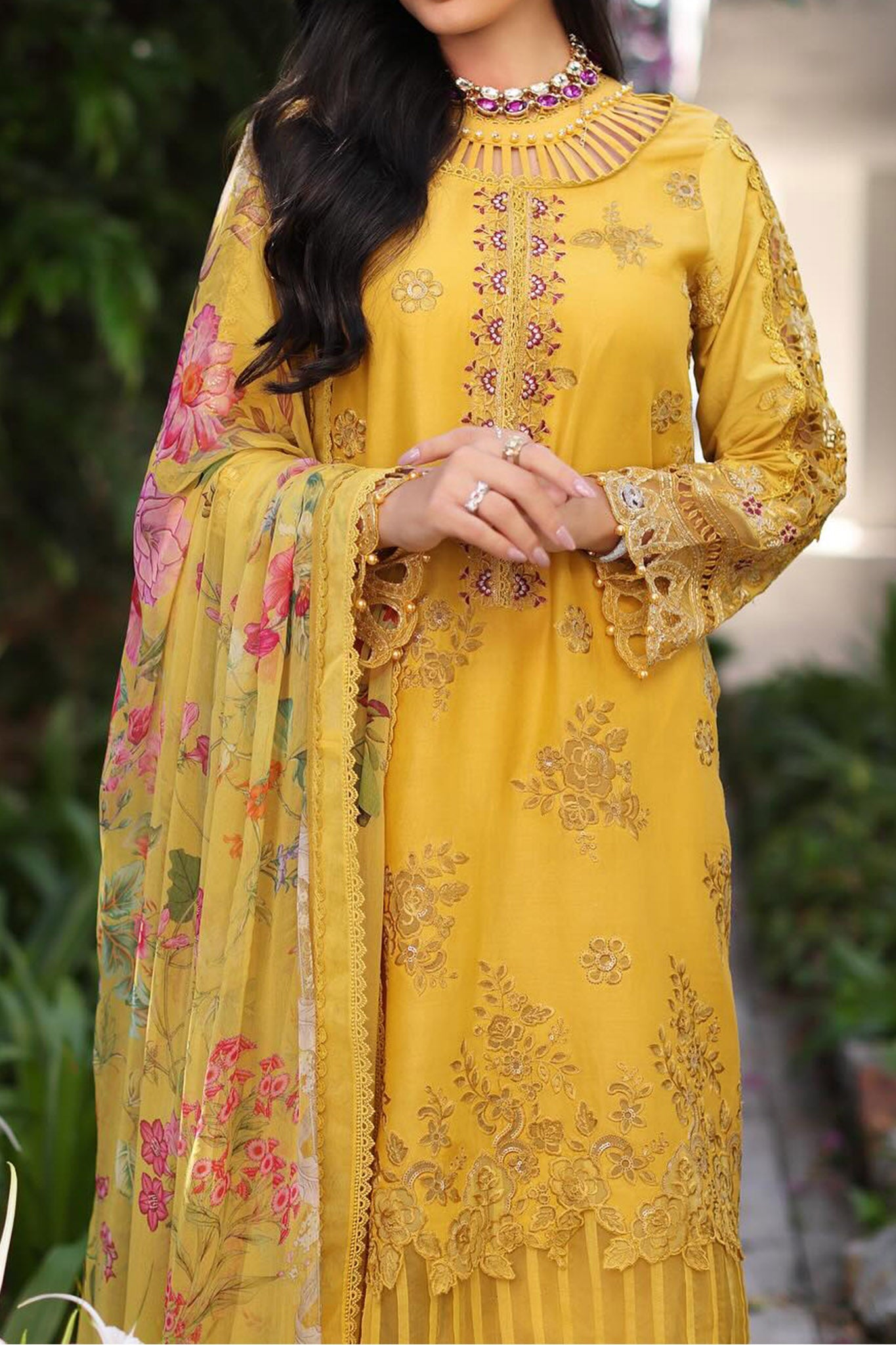 Noor By Saadia Asad Unstitched 3 Piece Luxury Chikankari Lawn'2024-D-08-B