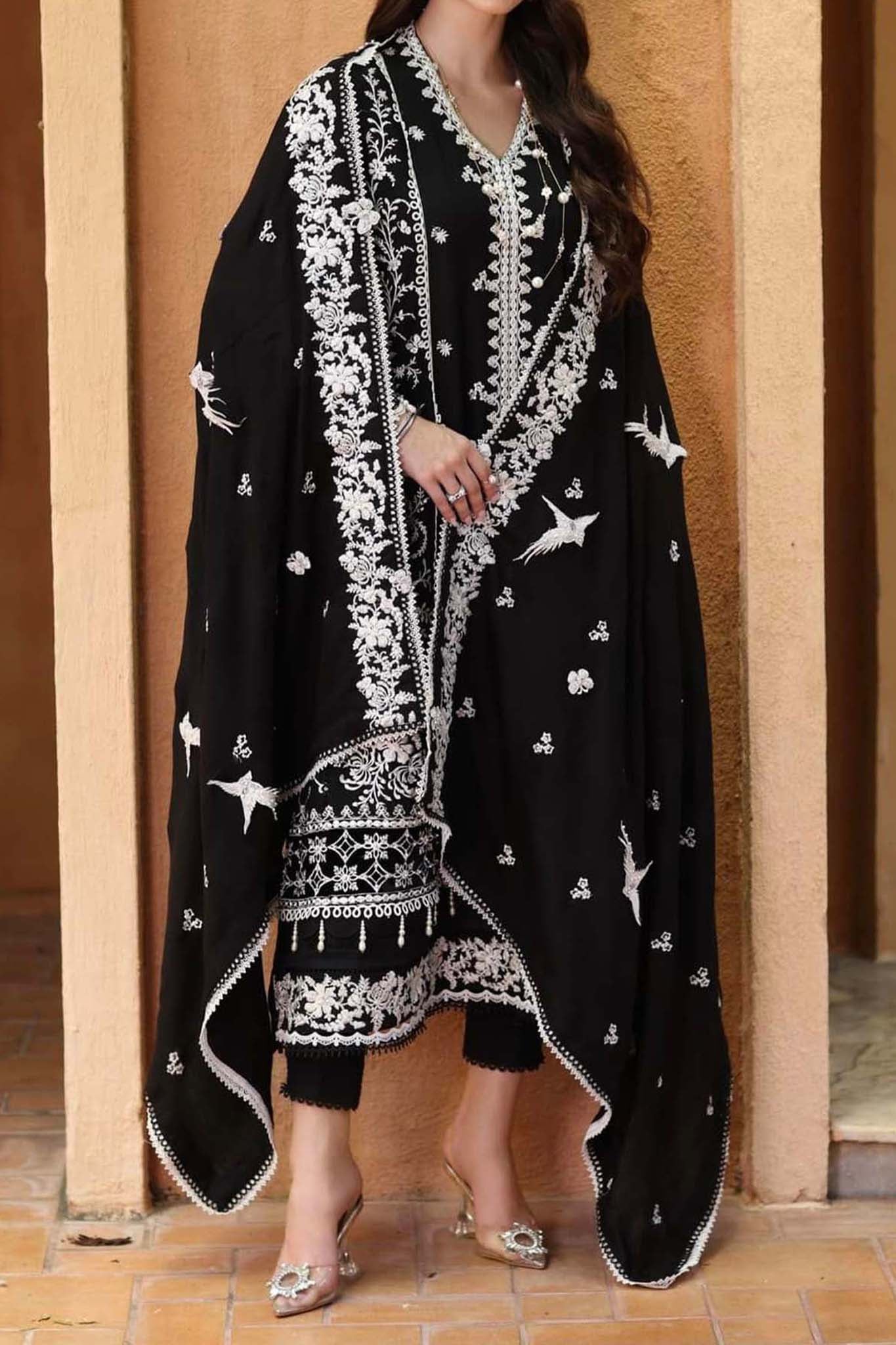 Noor by Saadia Asad Unstitched 3 Piece Luxury Winter Shawl Collection'2023-D-01