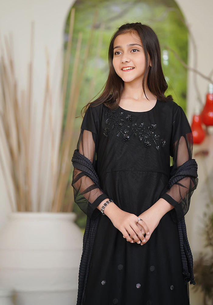 Ochre Clothing Net Hand Work Top + Dupatta