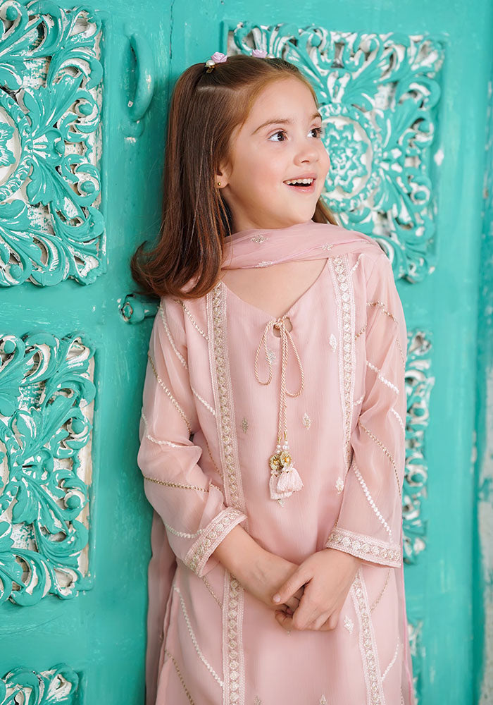 Ochre Clothing Chiffon Embroidered 3 Pc Suit