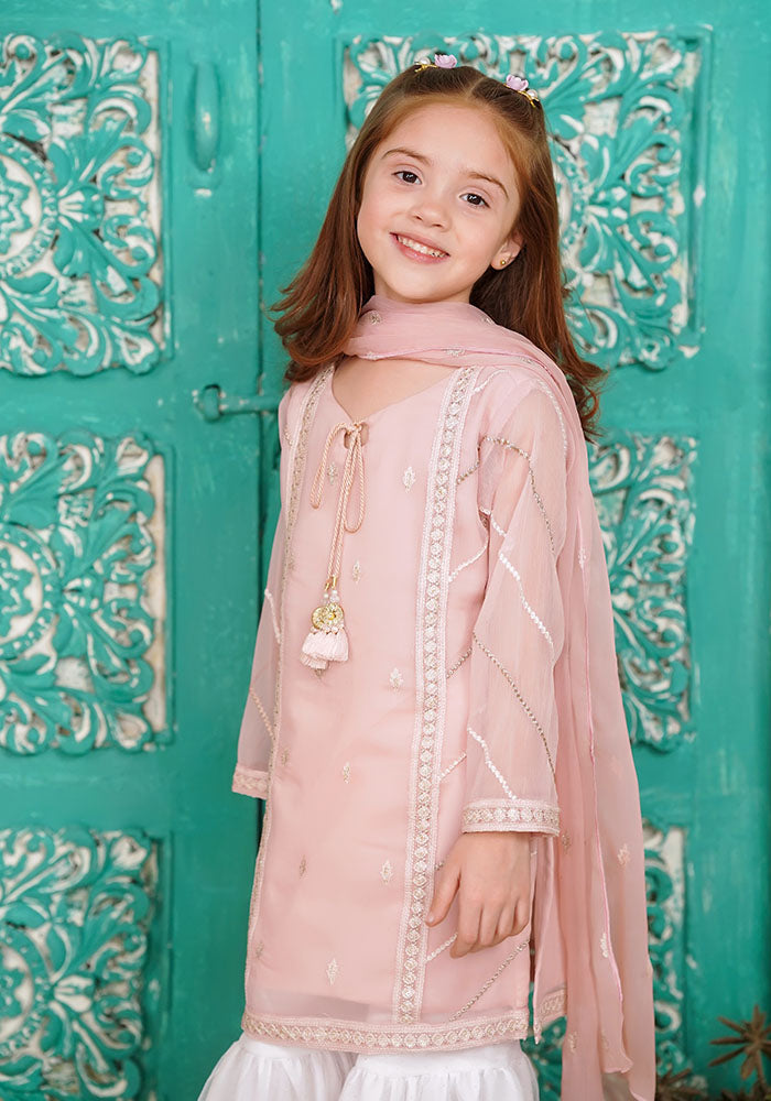 Ochre Clothing Chiffon Embroidered 3 Pc Suit