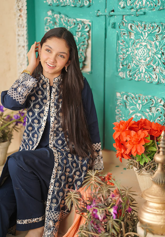 Ochre Clothing Cotton Embroidered 3 Pc Suit