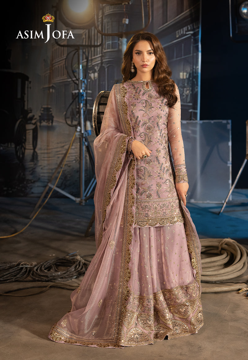Asim Jofa Unstitched 3 Piece Luxury Festive Rejoice AJLFF-18 Embroidered Zari Check Net 3 Pcs