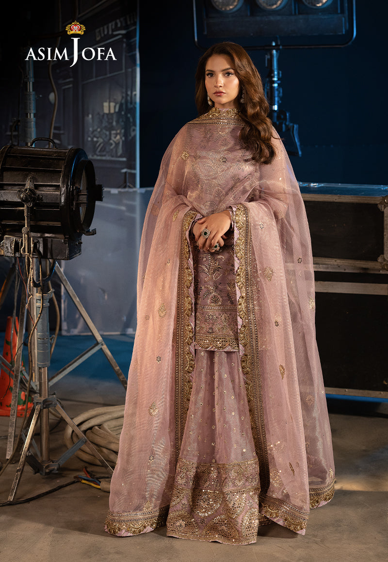 Asim Jofa Unstitched 3 Piece Luxury Festive Rejoice AJLFF-18 Embroidered Zari Check Net 3 Pcs