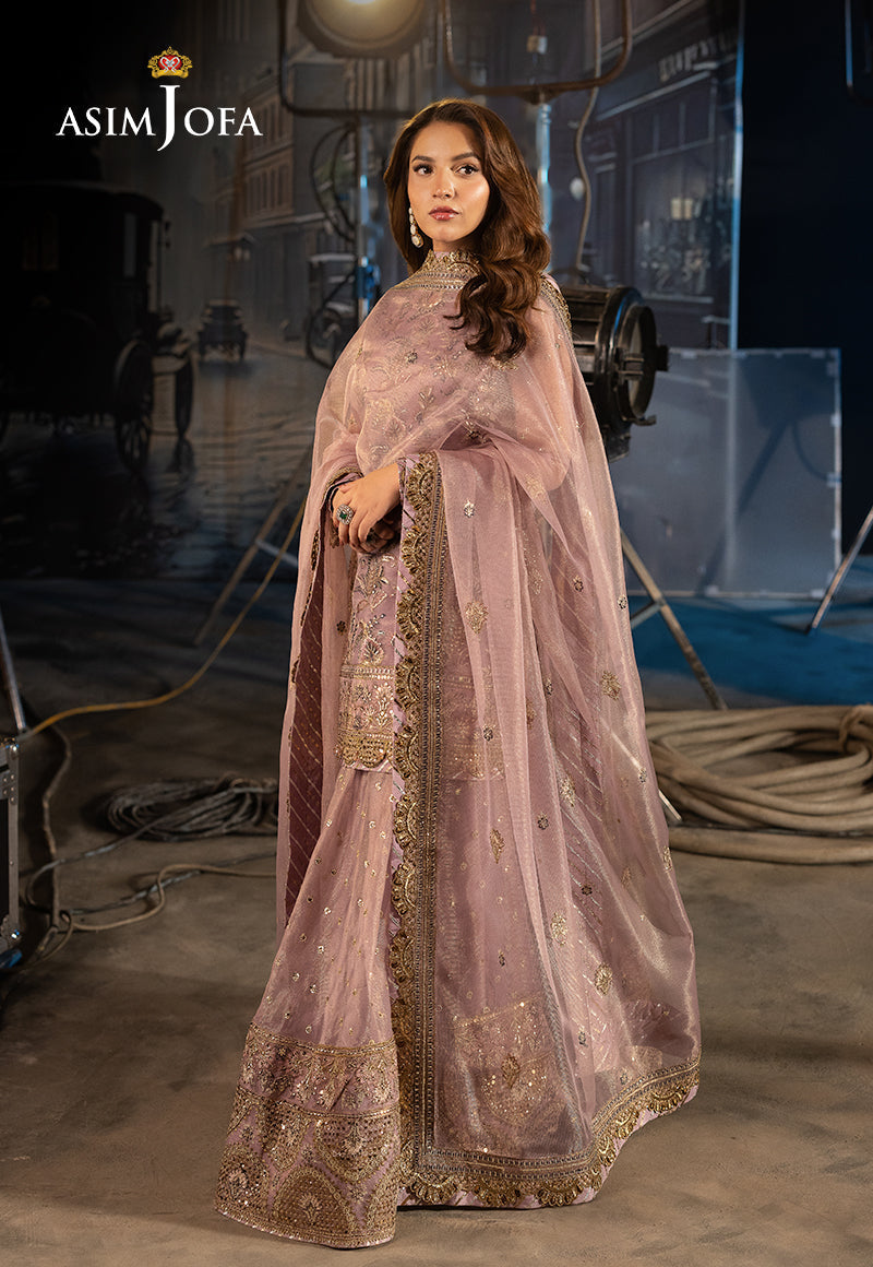 Asim Jofa Unstitched 3 Piece Luxury Festive Rejoice AJLFF-18 Embroidered Zari Check Net 3 Pcs