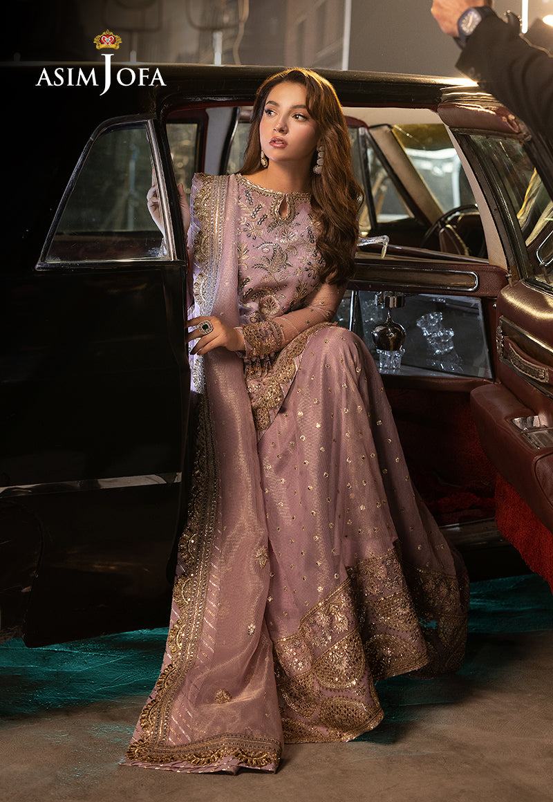 Asim Jofa Unstitched 3 Piece Luxury Festive Rejoice AJLFF-18 Embroidered Zari Check Net 3 Pcs
