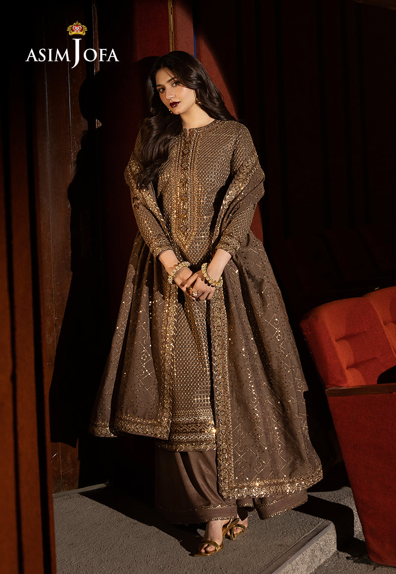 Asim Jofa Unstitched 3 Piece Luxury Festive Rejoice AJLFF-08 Embroidered Paper Cotton 3 Pcs