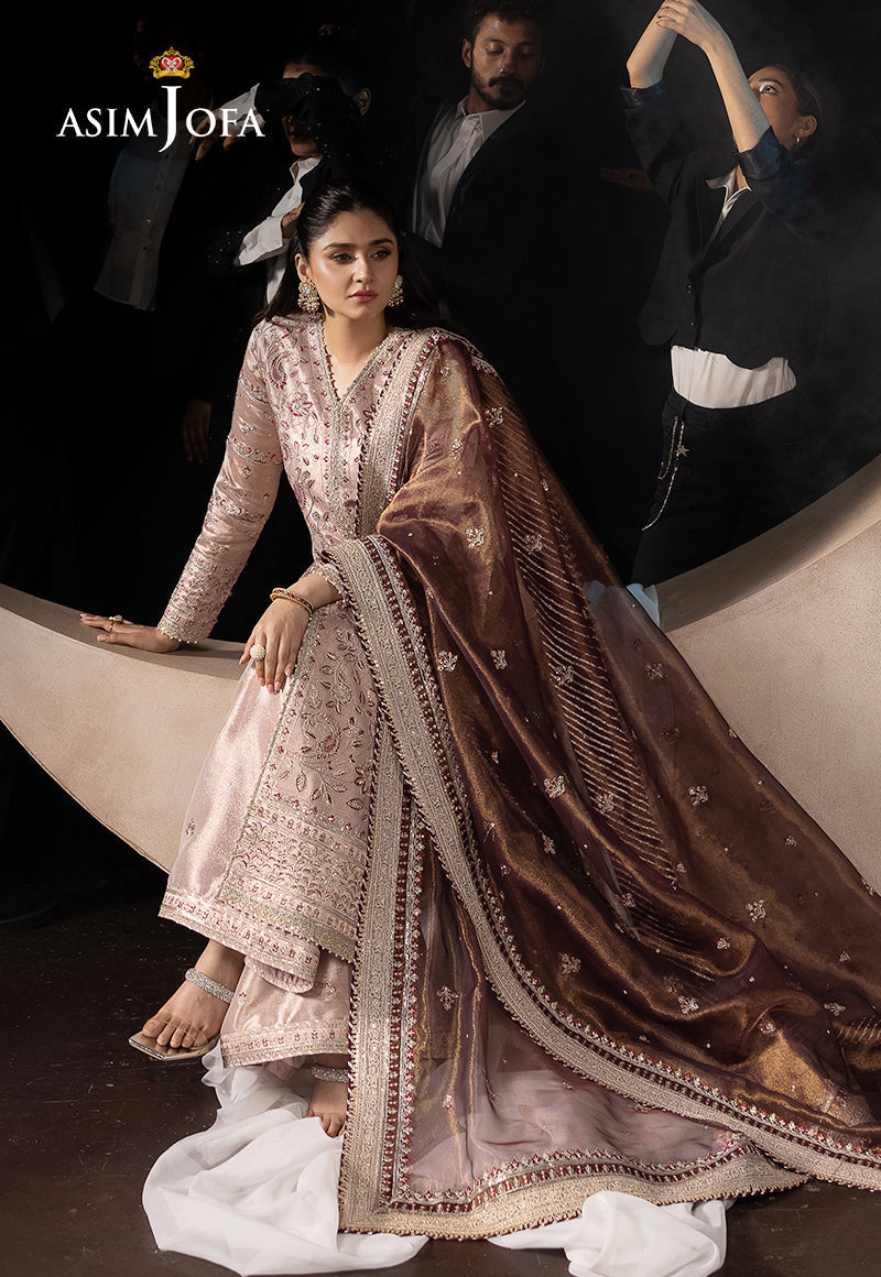 Asim Jofa Unstitched 3 Piece Luxury Festive Rejoice AJLFF-10 Embroidered Zari Tissue 3 Pcs