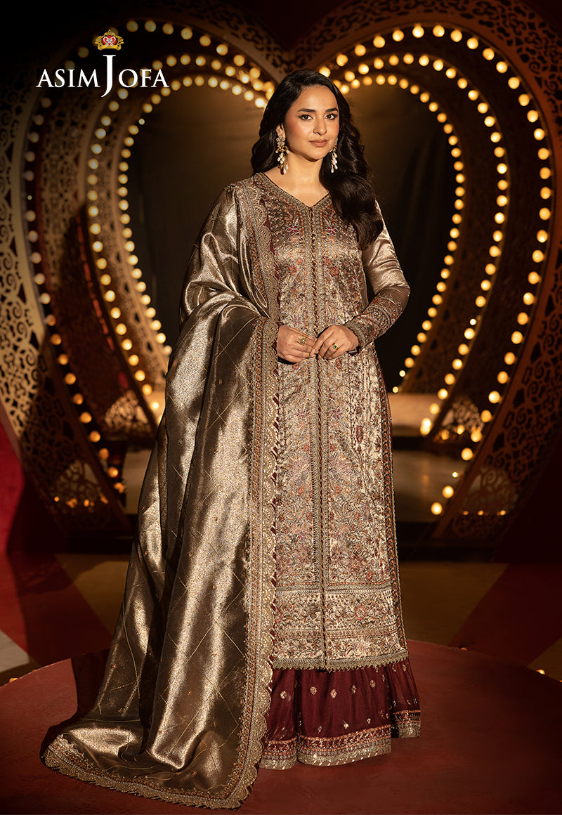 Asim Jofa Unstitched 3 Piece Luxury Festive Rejoice AJLFF-09 Embroidered Zari Tissue 3 Pcs