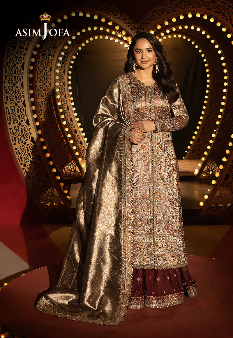Asim Jofa Unstitched 3 Piece Luxury Festive Rejoice AJLFF-09 Embroidered Zari Tissue 3 Pcs