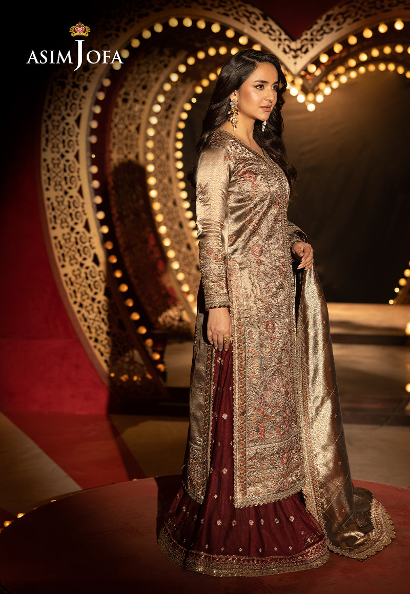 Asim Jofa Unstitched 3 Piece Luxury Festive Rejoice AJLFF-09 Embroidered Zari Tissue 3 Pcs