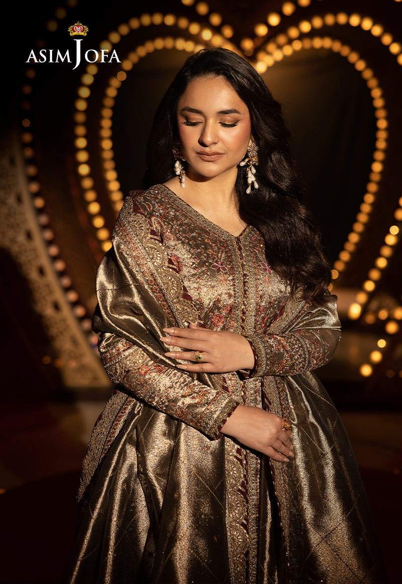 Asim Jofa Unstitched 3 Piece Luxury Festive Rejoice AJLFF-09 Embroidered Zari Tissue 3 Pcs