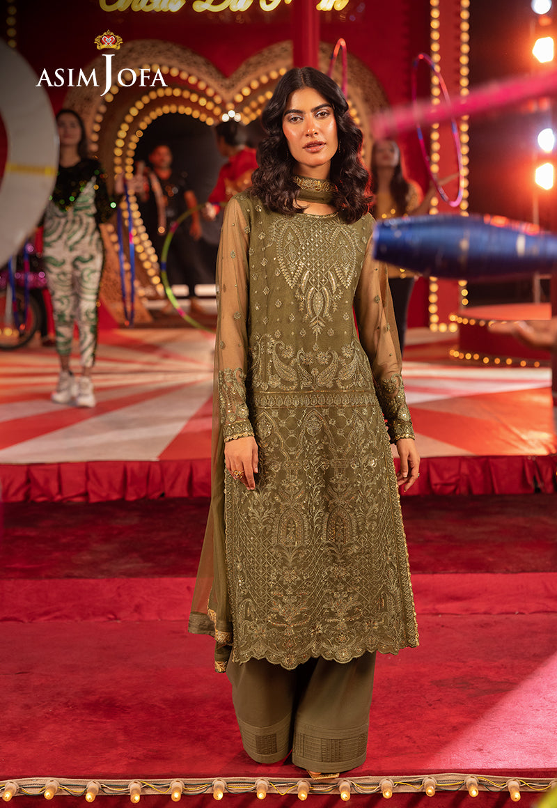 Asim Jofa Luxury Festive Drop 3 Ajllf-14 Embroidered Net 3 Pcs