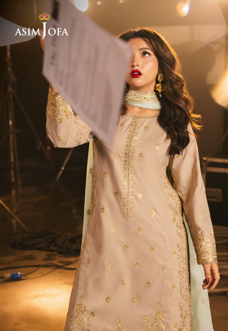 Asim Jofa LUXURY FESTIVE DROP 2 Ajlf-13 Embroidered Boski Silk 3 Pcs