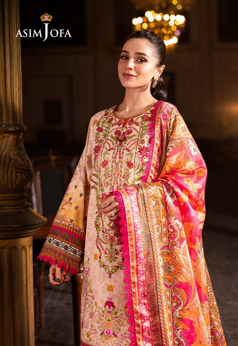 Asim Jofa Prints Unstitched Drop 2 Ajubj-02 Printed Embroidered Lawn 3 Pc
