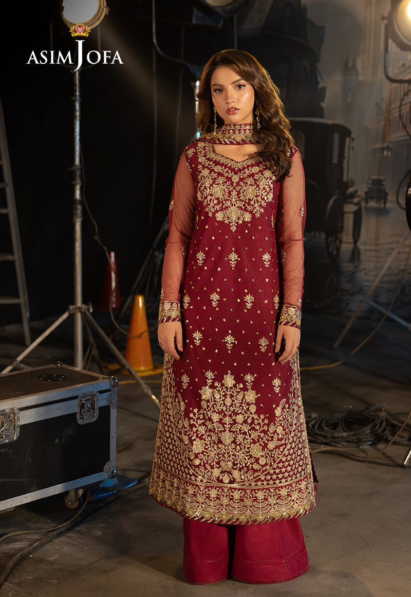 Asim Jofa Luxury Festive Drop 3 Ajllf-01 Embroidered Net 3 Pcs