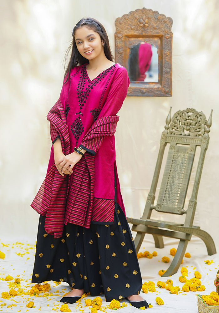 Ochre Clothing Cotton Net Hand Work 3 Pc Suit