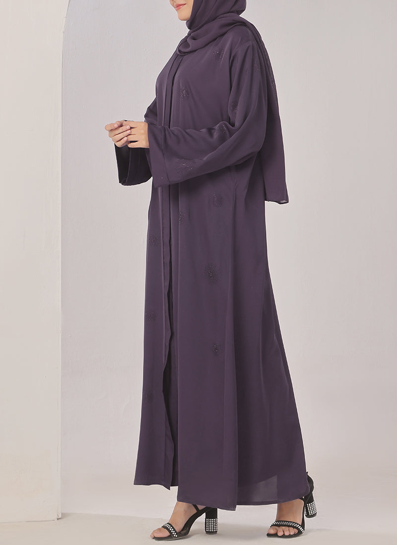 Hijab Ul Hareem Puple Stone Work Nida Abaya - 0116-C-1022