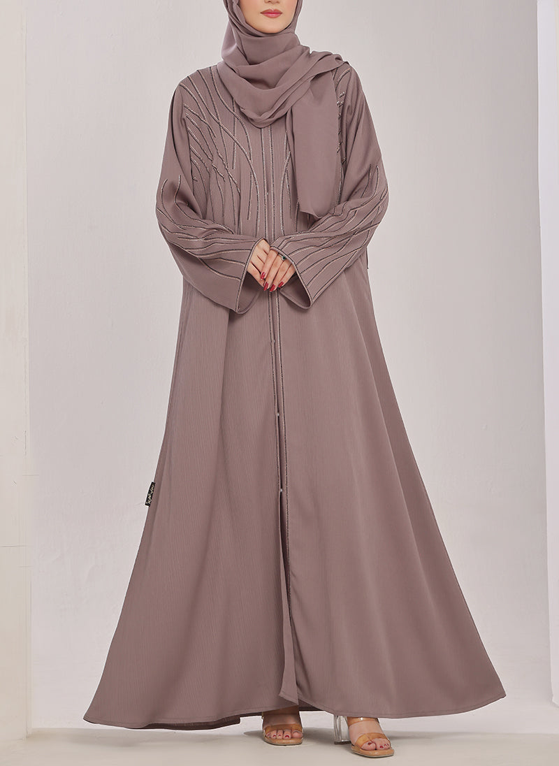 Hijab Ul Hareem Stone Work Zoom Light Lavender Abaya - 0116-C-1023