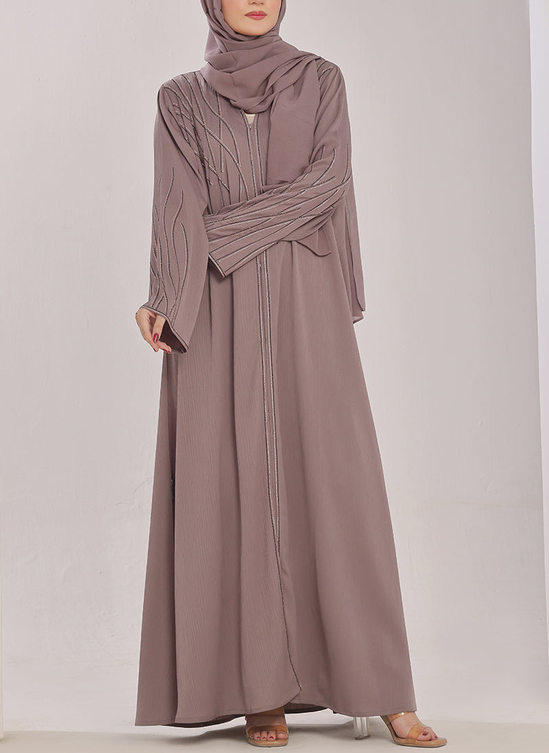 Hijab Ul Hareem Stone Work Zoom Light Lavender Abaya - 0116-C-1023