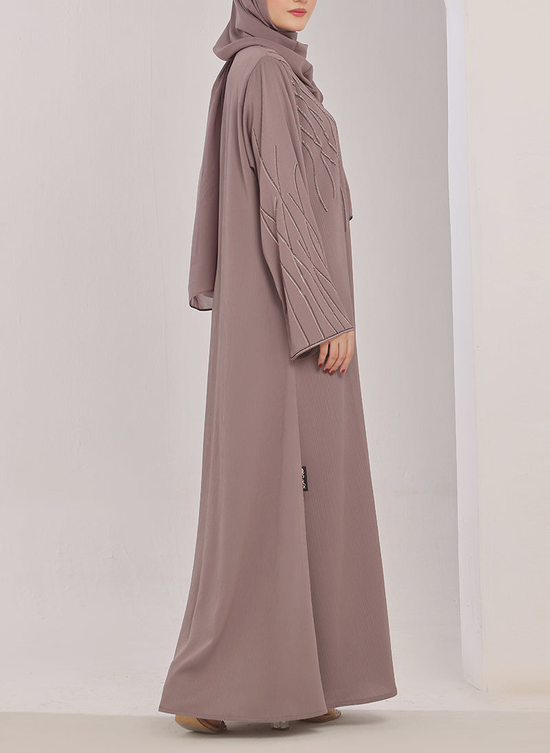 Hijab Ul Hareem Stone Work Zoom Light Lavender Abaya - 0116-C-1023