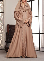 Hijab Ul Hareem Stone Work Front Open Abaya Beige Petal 0116-C-740