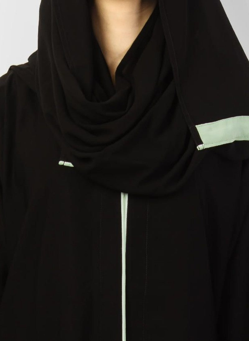 Hijab Ul Hareem Elegant Black Abaya with Pipin Work 0116-R Huh