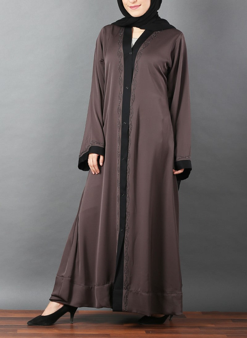 Hijab Ul Hareem Hijabulhareem Designer Stone Work Nida Fabric Abaya 0116-RC-A331