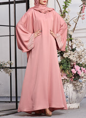 Hijab Ul Hareem Nida Hand Work Abaya Baby Pink 0120-J-779