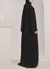 Hijab Ul Hareem Stone work Front Open Black Abaya - 0121-C-1024