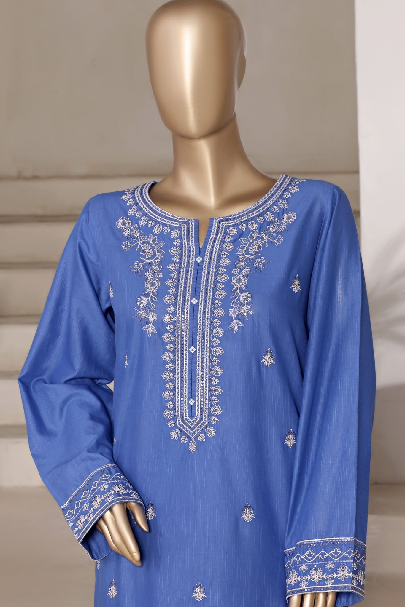 Vybe By Sada Bahar Stitched 2 Piece Emb Cotton Collection'2025-MEL-02-Blue