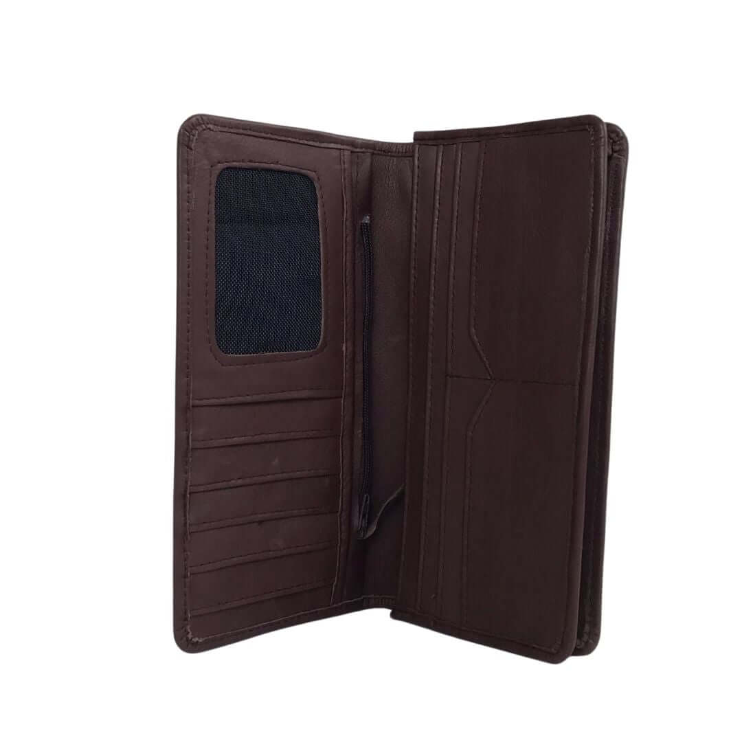 Long Brown Leather Wallet - Bag X