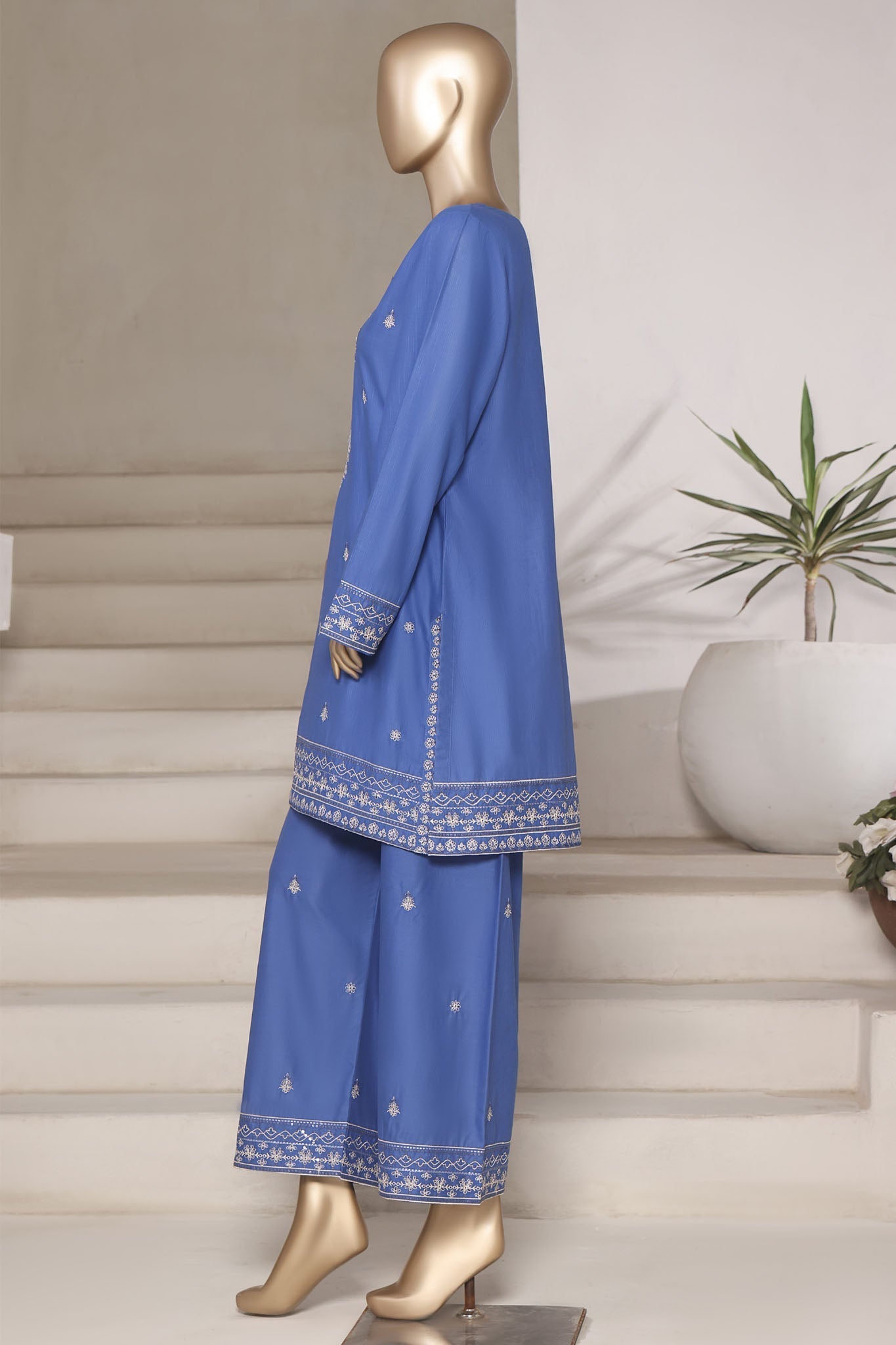 Vybe By Sada Bahar Stitched 2 Piece Emb Cotton Collection'2025-MEL-02-Blue