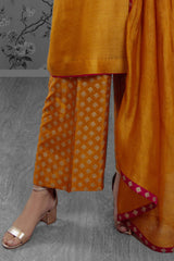 Zaaviay Stitched spring Collection Noorain Raw Silk Screen Printed Culottes